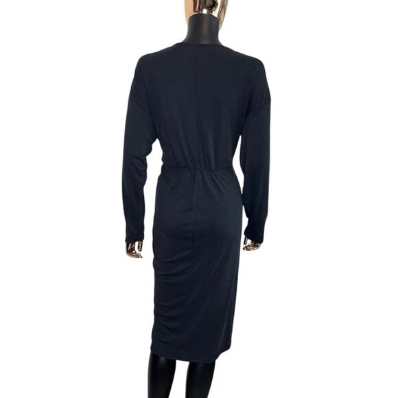 🖤 Lumière Black Long Sleeve Ruched Midi Dress | Size M | NWT - Picture 3 of 9